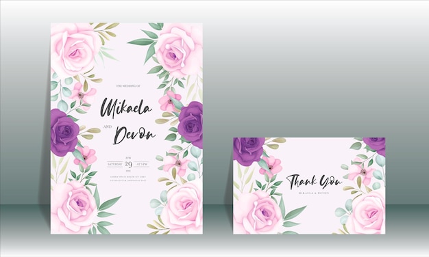 Carta di invito matrimonio elegante con bellissime decorazioni floreali