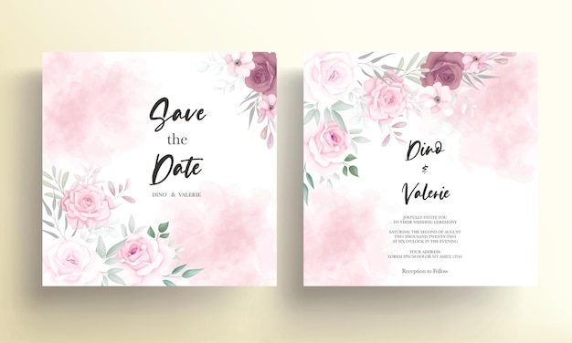 Carta di invito matrimonio elegante con bellissime decorazioni floreali