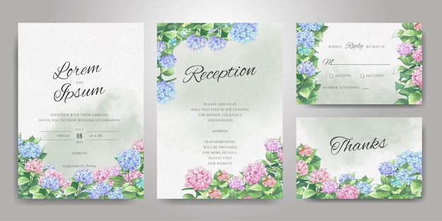 Elegant Wedding Invitation Card with Beautiful Floral and Leaves