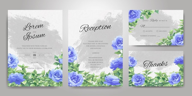 Elegant Wedding Invitation Card with Beautiful Floral and Leaves