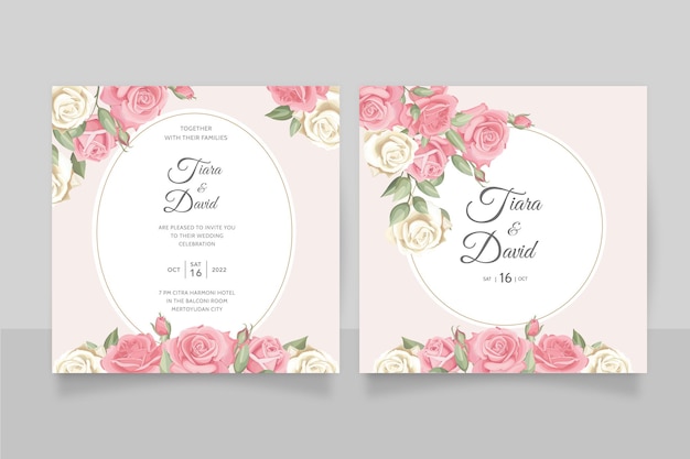 Elegant wedding invitation card with beautiful floral ornaments