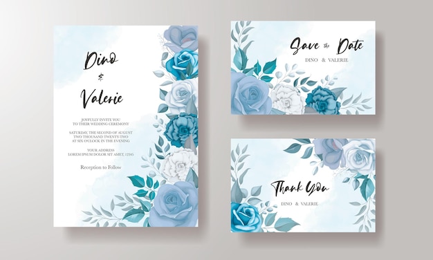 Elegant wedding invitation card with beautiful floral ornaments