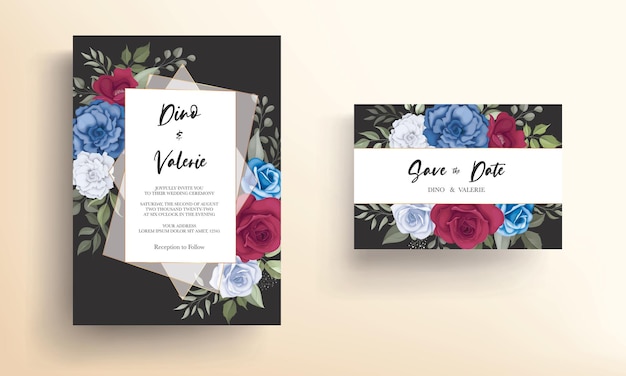 Carta di invito matrimonio elegante con bellissime decorazioni floreali