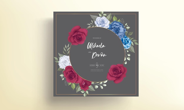 美しい花の装飾が施されたエレガントな結婚式の招待カード
