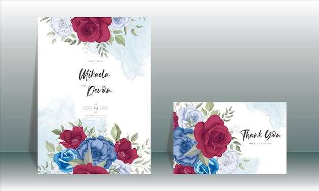 Carta di invito matrimonio elegante con bellissime decorazioni floreali