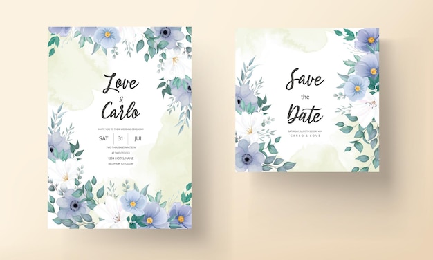 Vector elegant wedding invitation card with beautiful flower decorations