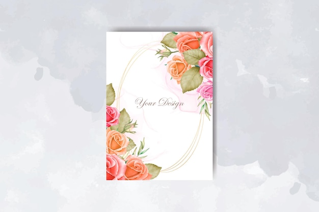 elegant wedding invitation card with beautiful roses watercolor