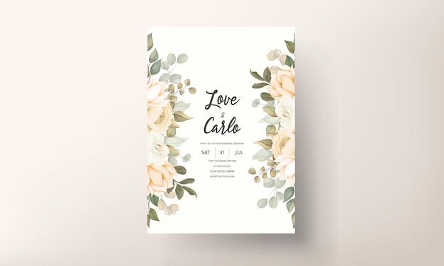 elegant wedding invitation card with floral ornaments