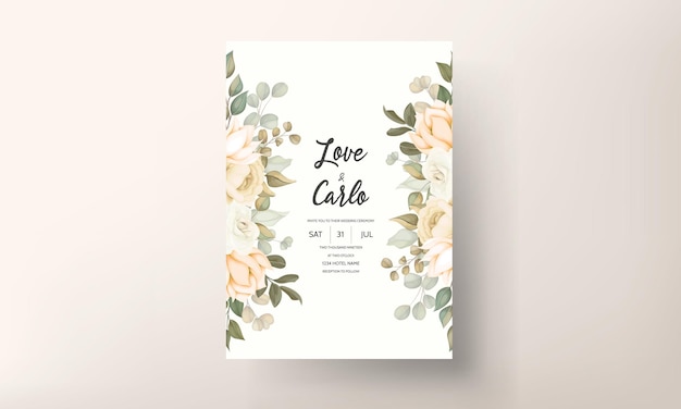 Vector elegant wedding invitation card with floral ornaments