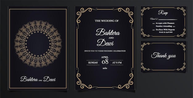 Vector elegant wedding invitation cards set