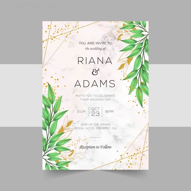 Elegant wedding invitation cards template with watercolor floral decoration