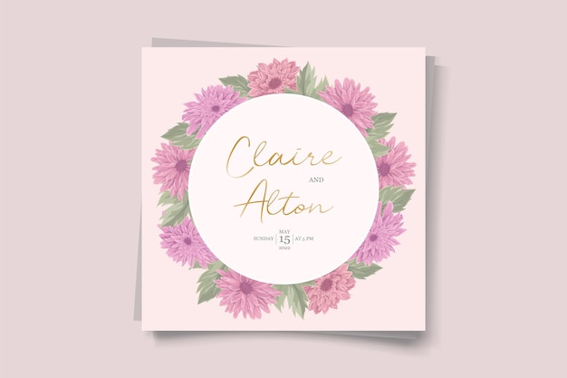 Elegant wedding invitation design with beautiful chrysanthemum flower