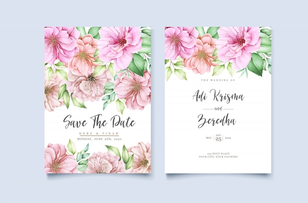 Elegante design dell'invito di nozze con motivo floreale