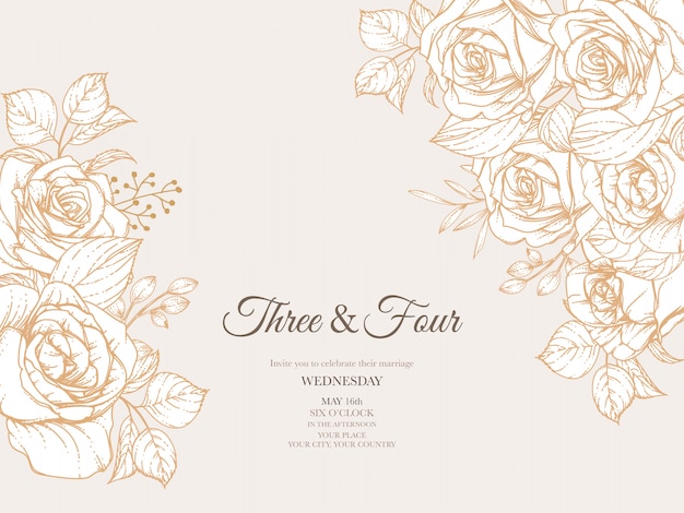 Elegant wedding invitation design with floral motif