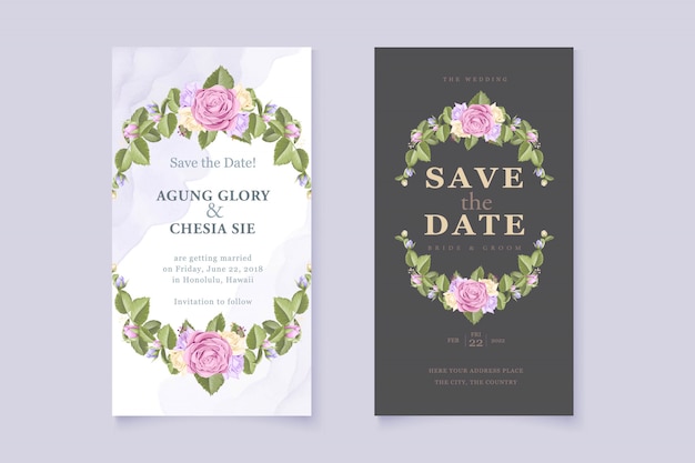 elegant wedding invitation set with roses