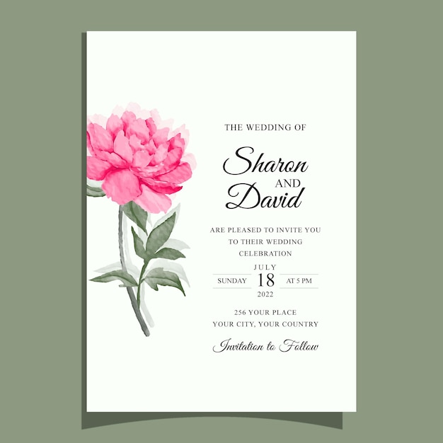 Vector elegant wedding invitation set with watercolor arch and flower rose