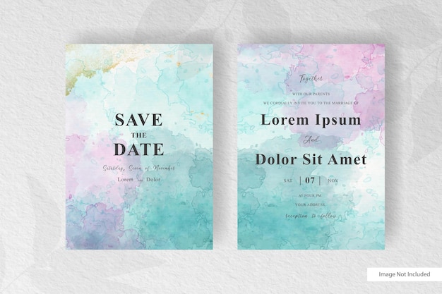 Elegant wedding invitation template with abstract fluid splash