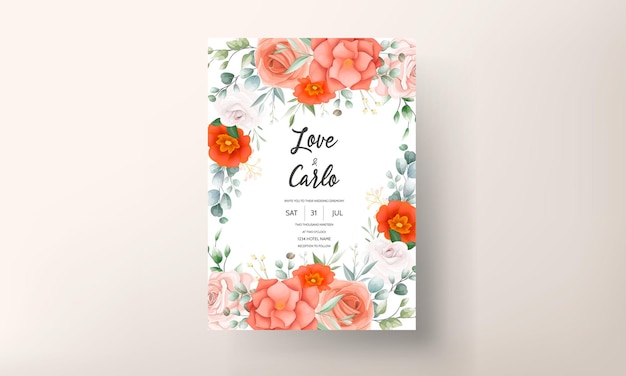 Elegant wedding invitation template with floral decoration