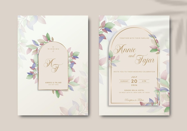 Elegant Wedding invitation template with flower premium vector