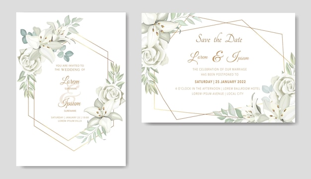 Vector elegant wedding invitation with beautiful lily