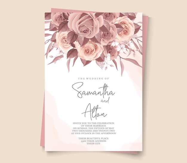 Vector elegant wedding invitation with floral design