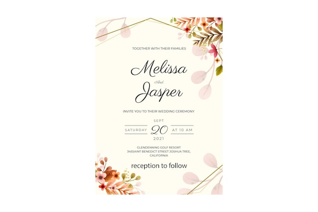 Elegant Wedding Invitation with Floral Design