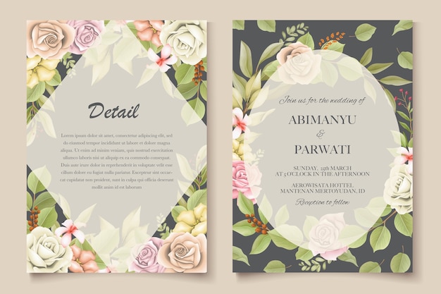 Elegant wedding invitation with flowers