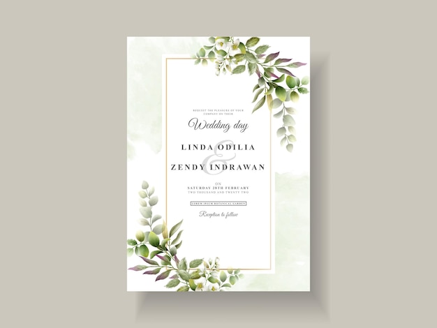 elegant wedding invitation with greenery leaves