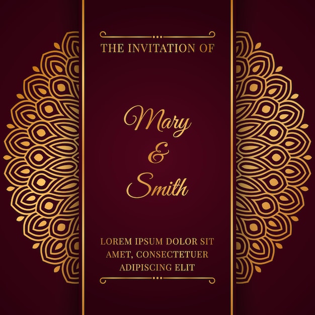 Elegant wedding invitation with mandala