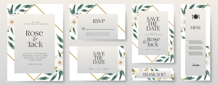 Premium Vector | Elegant wedding invitation with ornaments