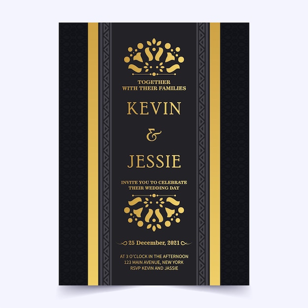 Elegant wedding invitation with pattern motif