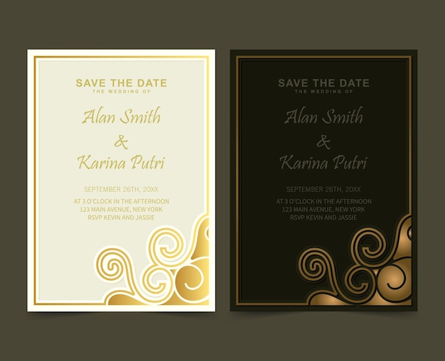 デザインのモチーフのある優雅な結婚式の招待状