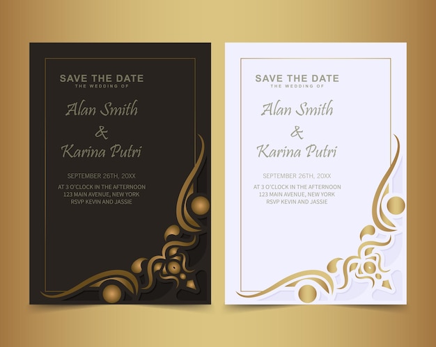 Vector elegant wedding invitation with pattern motif