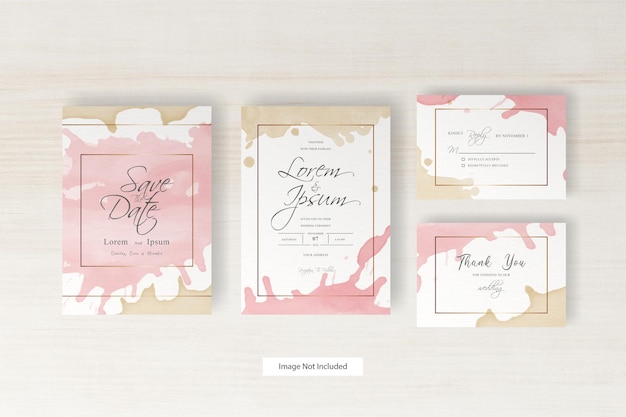 Elegant wedding invitation with watercolor and splash