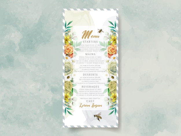 elegant wedding invitation yellow flowers and bees