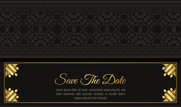 スタイリッシュな装飾パターンデザインのエレガントな結婚式の招待状