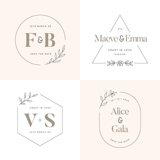 Elegant wedding monograms pack