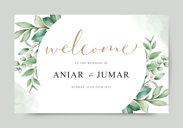 Elegant wedding welcome sign template