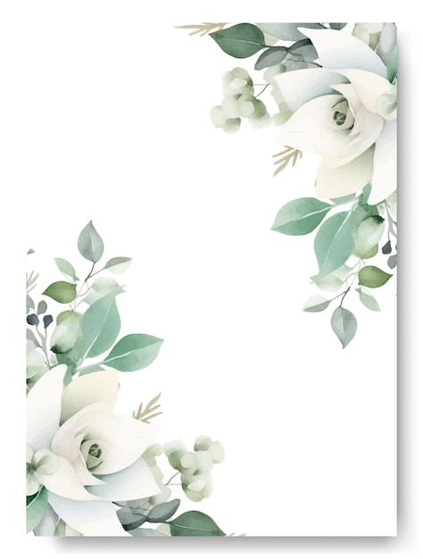 Vector elegant white jasmine floral wedding invitation card set watercolor boho wedding invitation