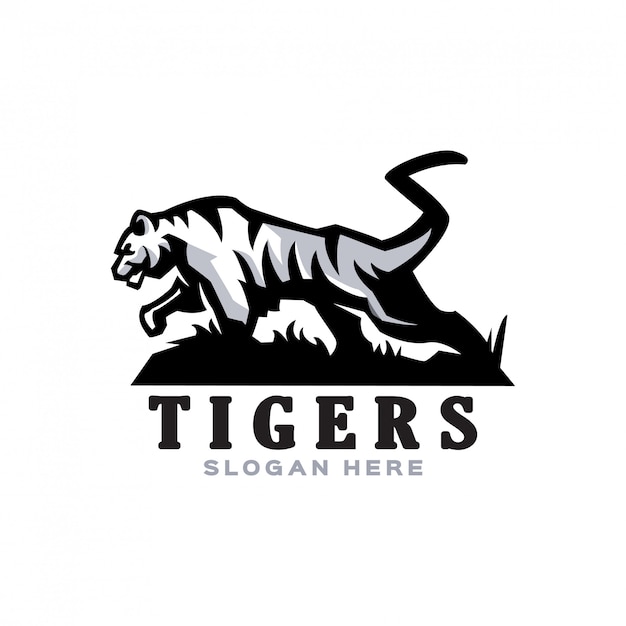 Вектор Элегантный белый логотип талисмана тигра для различных мероприятий