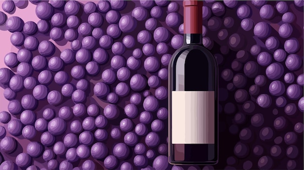 elegant wide angle wine bottle on purple rounds background