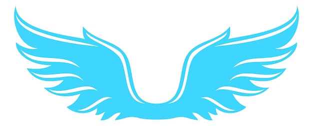 Вектор Элегантные знаки отличия крыльев. синий значок в стиле ретро, изолированные на белом фоне