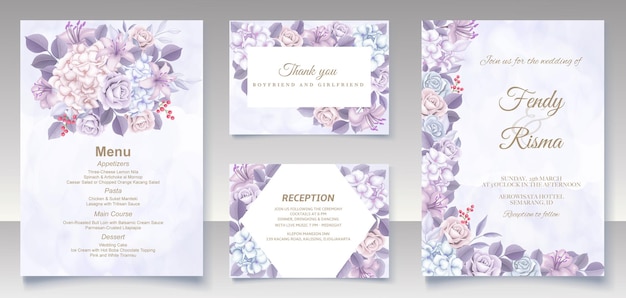 Элегантный зимний цветочный шаблон свадебной открытки