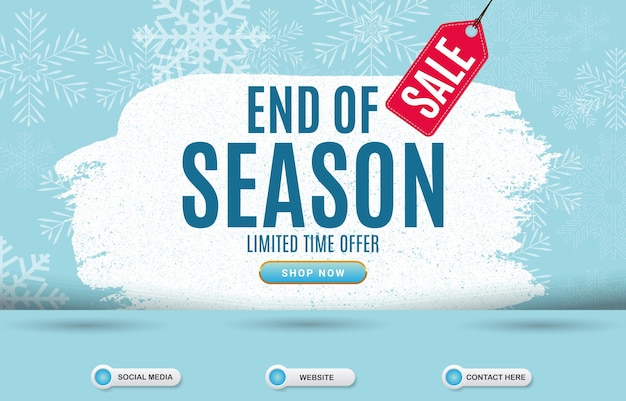 Elegant winter sale template banner with blank space for product with abstract gradient blue and white background design