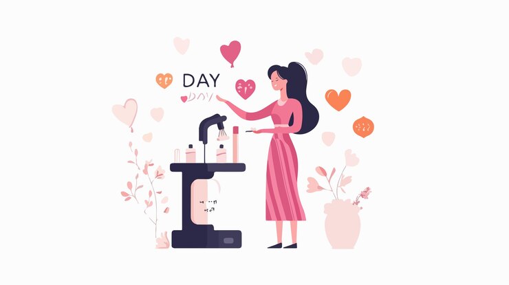 Vector elegant woman day celebration with decorative pump wide angle concept