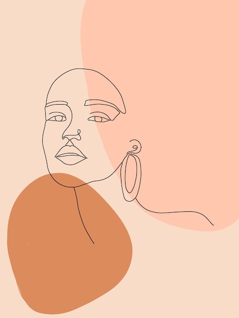 Vector elegant woman face design in trendy line art style