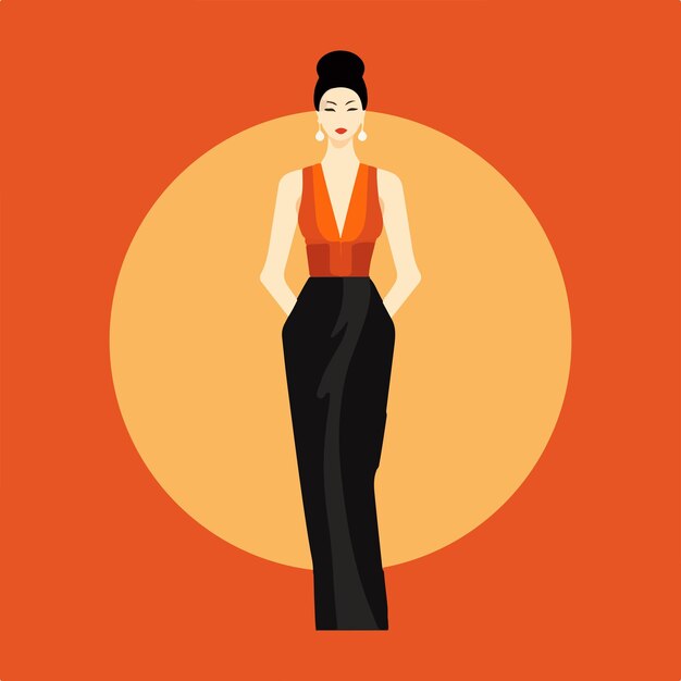 Vector elegant woman flat illustration vector