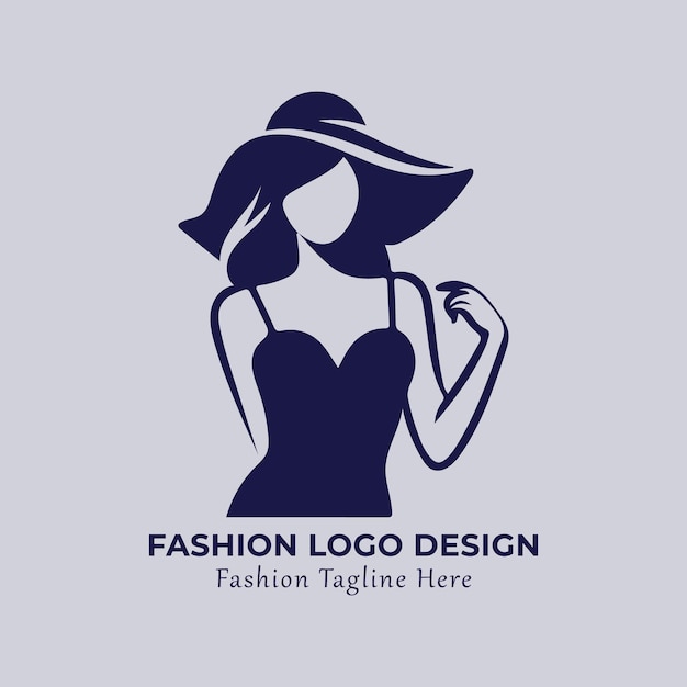 elegant woman in a hat fashion logo design