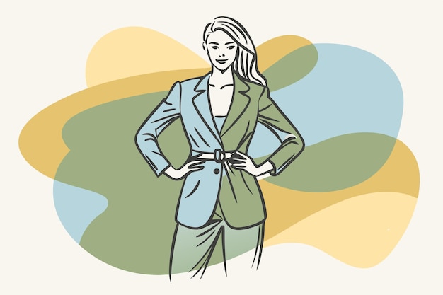 Elegant Woman Illustration with Flowing Hair