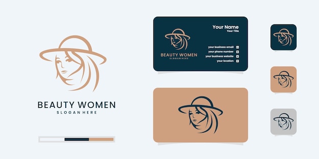 elegant woman logo with business card for salon, hairstylist, makeover, beauty care.